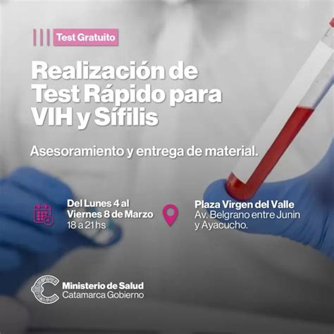 Salud continúa realizando testeos rápidos de VIH y Sífilis Dónde y en