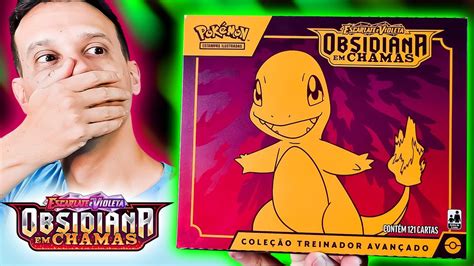 ABRI A ELITE TRAINER BOX DO CHARMANDER DE OBSIDIANA EM CHAMAS CAPITÃO