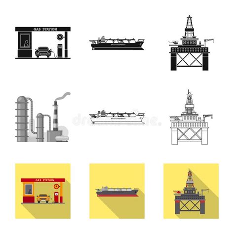 Illustration De Vecteur De Symbole De P Trole Et De Gaz Ensemble D