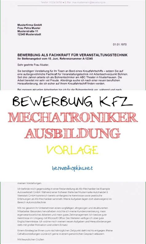 Einzigartig Bewerbung Kfz Mechatroniker Ausbildung Vorlage Stilvoll