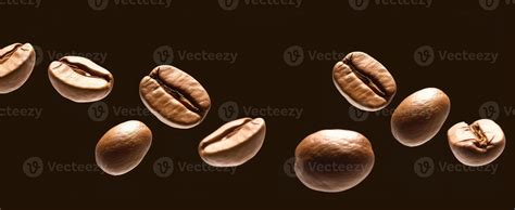 Closeup View Of Dark Brown Roasted Coffee Beans Flying 24042051