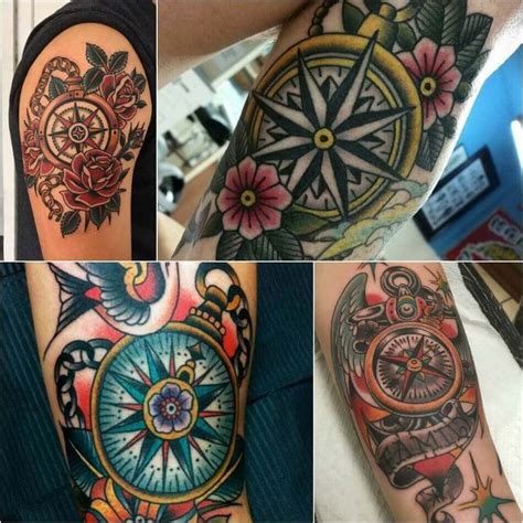 Old School Compass Tattoo | Explore more Compass Tattoos Ideas on https ...