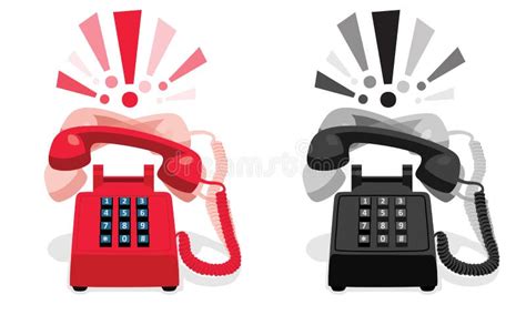 Ringing Red Stationary Phone With Button Keypad Stock Vector