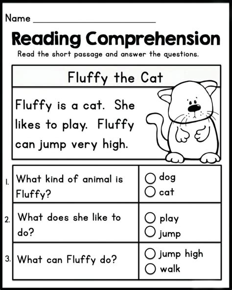 Kindergarten Reading Comprehension Printables