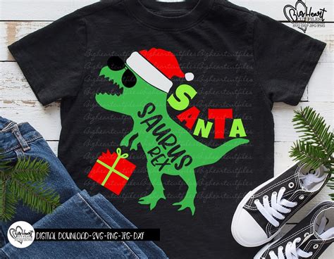 Christmas Dinosaur Svg Png Dxf Santa Saurus Rex Svg Etsy