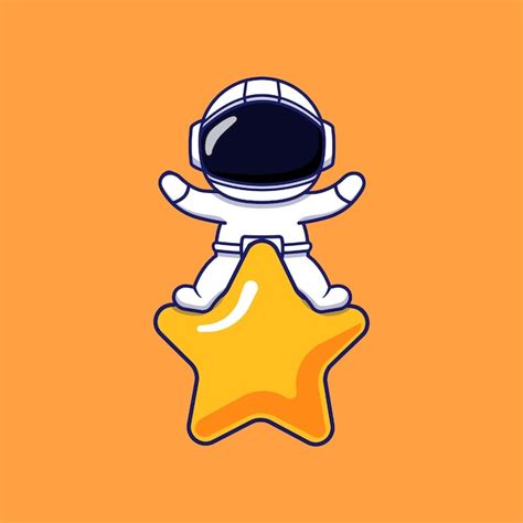 Lindo Personaje De Astronauta Sentado En Una Estrella Vector Premium