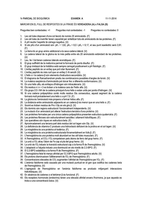 R Parcial Bioquimica R Parcial De Bioqu Mica Examen A Marcar En El