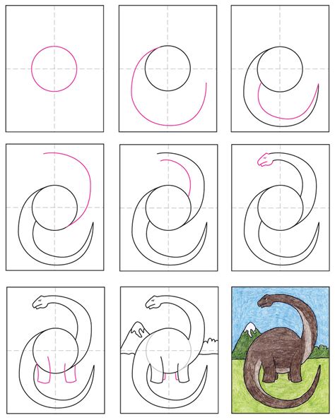 Easy How To Draw A Diplodocus Tutorial And Coloring Page