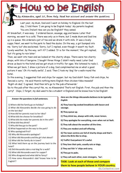 Esl English Reading Worksheets