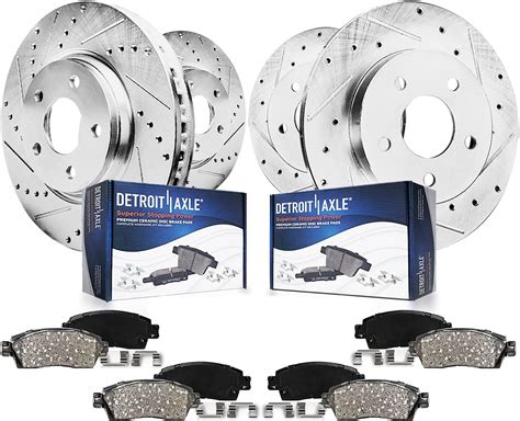 Front Drilled And Slotted Brake Rotors Pair