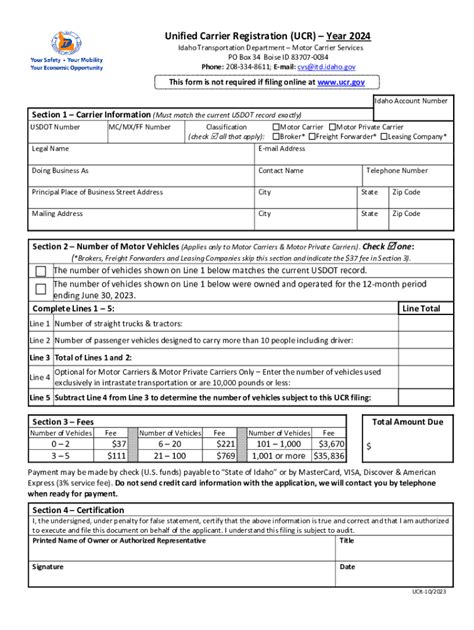 Fillable Online Itd Idaho Unified Carrier Registration UCR Fact Sheet