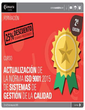 Completable En línea ACTUALIZACI N de lanorma ISO 9001 2015 de SISTemAS