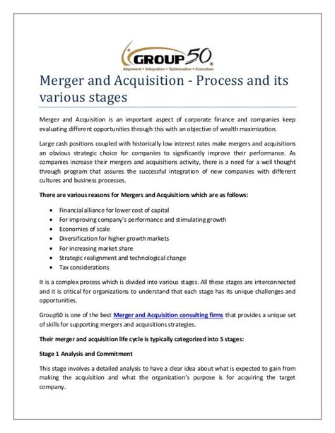 Merger and acquisition process and its various stages