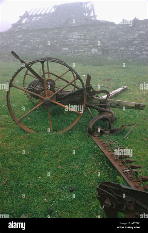 Abandoned farm equipment Wales UK Stock Photo - Alamy