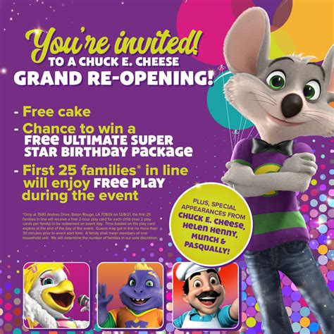 You Re Invited To The Chuck E Cheese Grand Re Opening Event