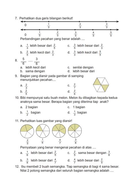 Soal Mengurutkan Pecahan Kelas