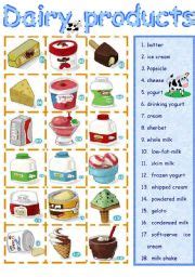 Dairy Products Esl Worksheet By Evgenia K