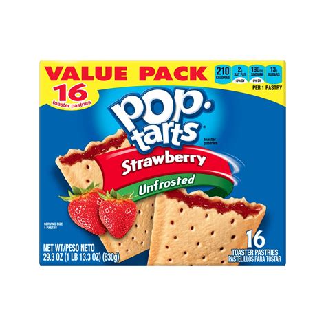 Pop Tarts Unfrosted Strawberry Breakfast Toaster Pastries Oz