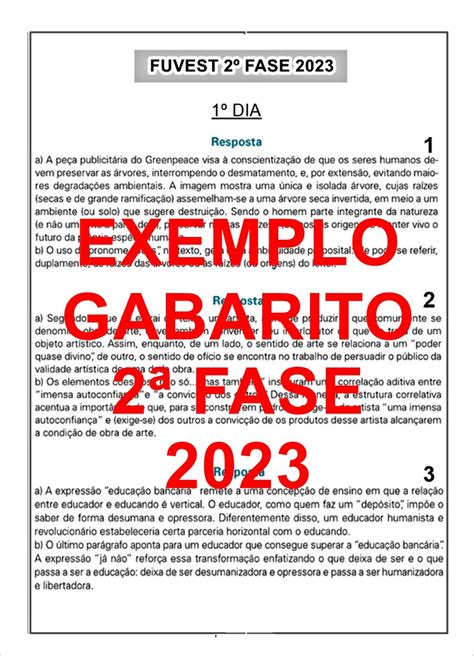 Apostila Fuvest 2ª Fase Provas 2018 a 2023 gabarito COMENTADO https