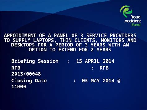 PPTX APPOINTMENT OF A PANEL OF 3 SERVICE PROVIDERS TO SUPPLY LAPTOPS