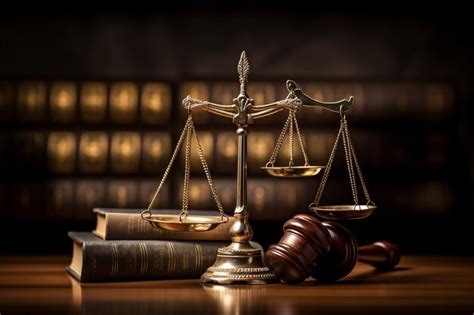 Premium Photo Law Theme Mallet Of Judge Books And Scales Of Justice