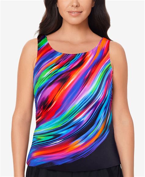 Reebok Swim Glowing Strong High Neck Tankini Top Womens Swimsuit