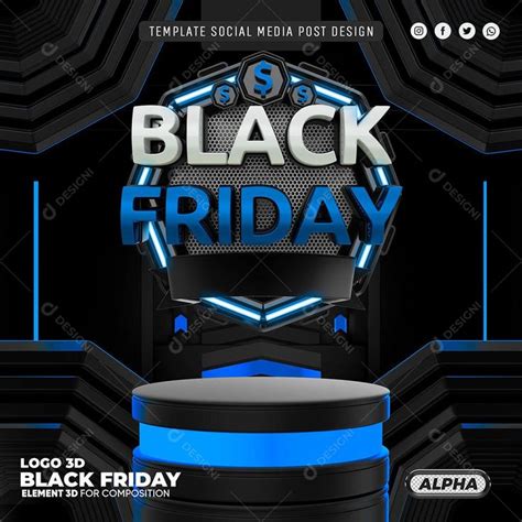 Post Feed Template Black Friday Azul Social Media PSD Editável