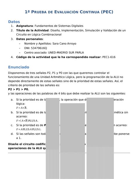 Pec Pec Prueba De Evaluaci N Continua Pec Datos