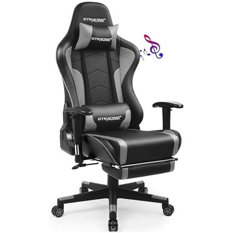 Reviews For Comhoma Gray Gaming Chair With Footrest Bluetooth Speakers