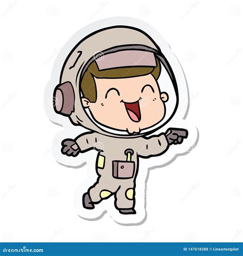 Pegatina De Un Alegre Astronauta De Caricatura Ilustración Del Vector