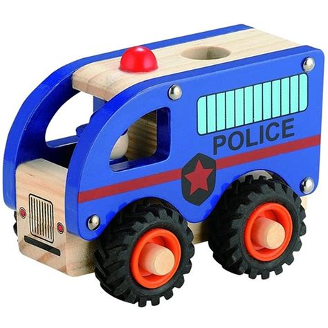 Wooden Police Car With Rubber Wheels Blue Magni →