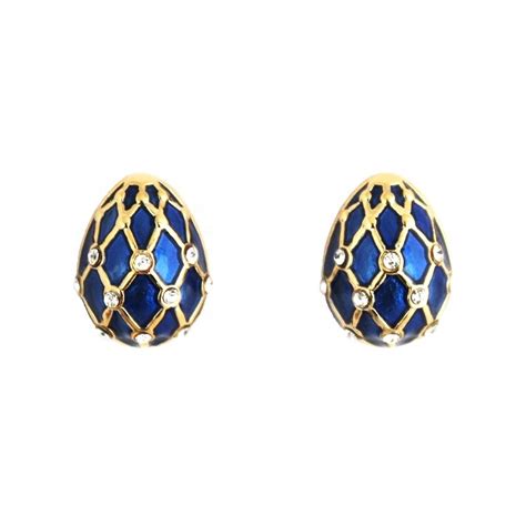 Russia Style Faberge Egg Earring With 925 Sterling Silver Hooks