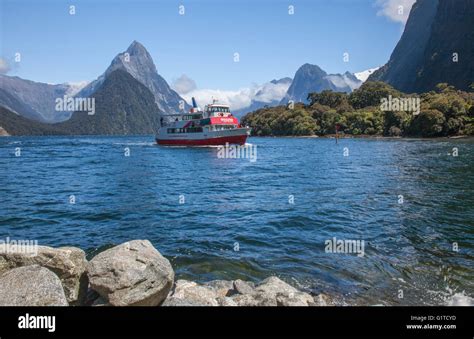 Tour Boat Milford Sound Fjord Fiordland National Park South Island