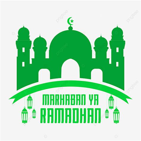 Mosque Ramadhan Islamic Vector Design Images Green Mosque Marhaban Ya