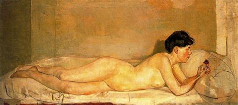 Artwork Replica Nude Lying With Flower Bertha Stucki By Ferdinand
