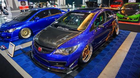 Blue Honda Civic Fd1 Sedan Displayed In The Indonesian Custom Show