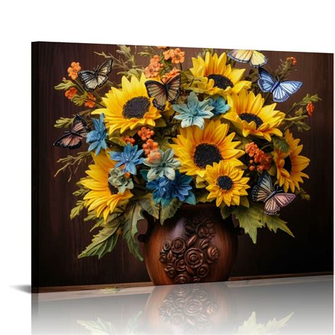 JEUXUS Vintage Sunflower Wall Art Canvas Christian Scripture Decor