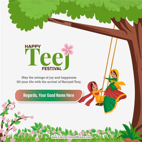 Online Create Hariyali Teej Wishes With Your Name Wishes Images