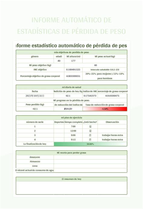 Plantilla de Excel Informe Automático De Estadísticas De Pérdida De