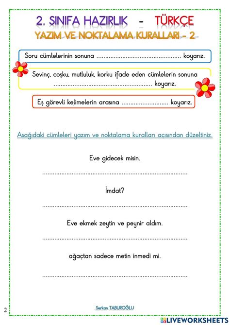 Noktalama işaretleri interactive worksheet