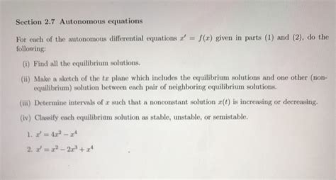 solved section  autonomous equations     cheggcom