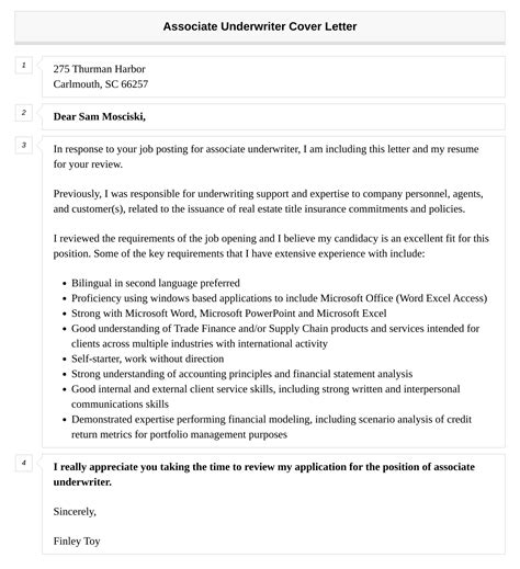 Associate Underwriter Cover Letter Velvet Jobs