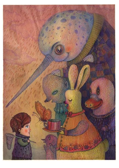 A Drawing By Vladimir Stankovic Of A Narwhal And A Bunny Giving A Kid A