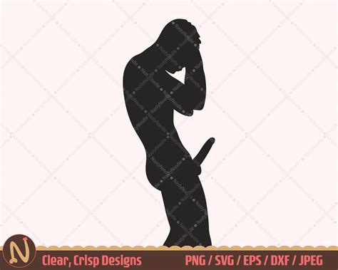 Naked Man Standing Side View Silhouette Clipart Man With Penis SVG Cut