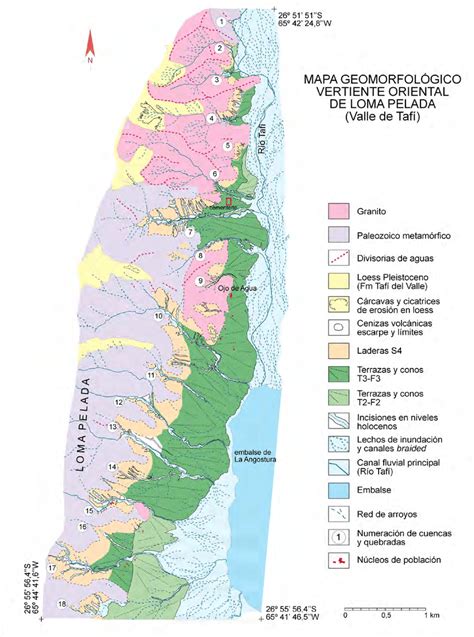 Mapa geomorfológico de la vertiente oriental de Loma Pelada