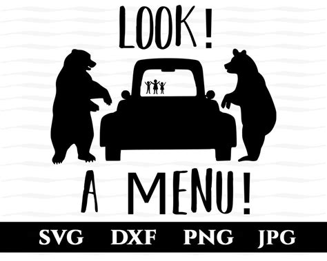 Look A Menu Bears SVG / Funny Bears Family Car Decal / Funny Hungry ...