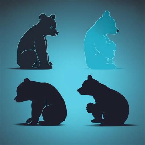 Premium Photo Set Of Bears Silhouettes On A White Background