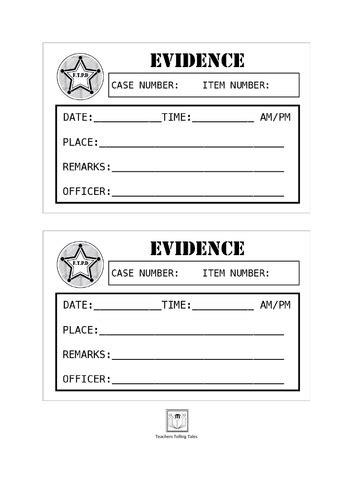 Evidence Label And Bag Templates Teaching Resources