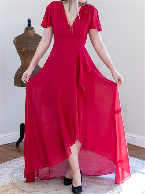 A Line V Neck Chiffon Floor Length With Ruched Bridesmaid Dress Millybridal