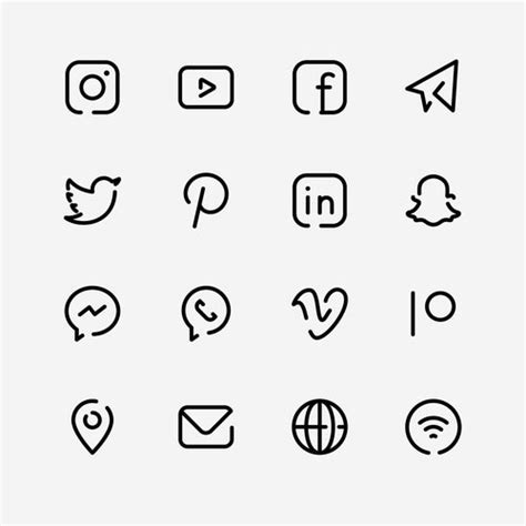 Iconos negros de redes sociales. Logotipos minimalistas de | Etsy México